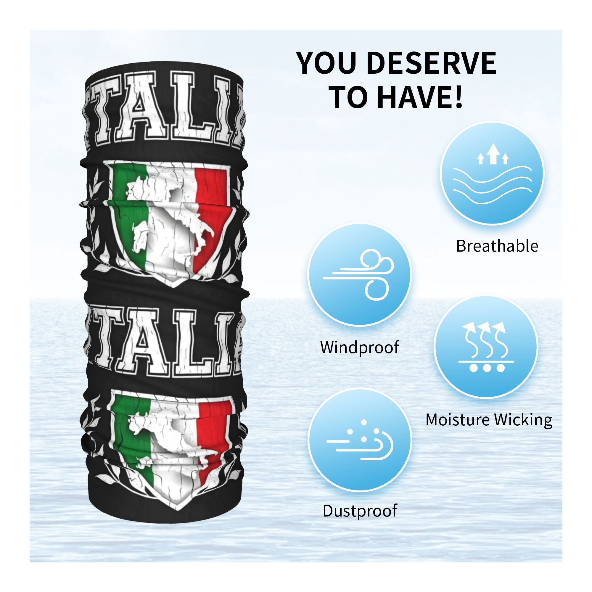Custom Italy Flag Bandana Neck - Neck Gaiter Face Cover recension och pris